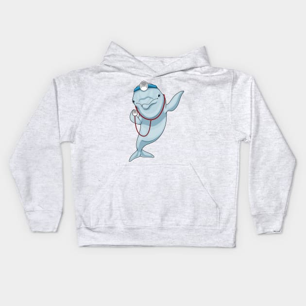 Dolphin Doctor Stethoscope Kids Hoodie by Markus Schnabel